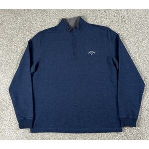 Callaway Sweater Mens Medium Blue 1/4 Zip Long Sleeve Mock‎ Neck Pullover Golf